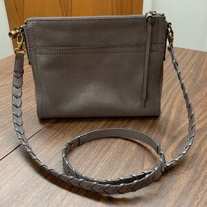 Fossil Grey Leather Crossbody Bag